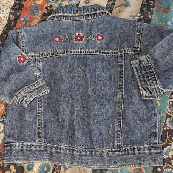 Oshkosh baby bgosh Y2K floral embroidered denim jacket infant size 3/6 months - Picture 4 of 9